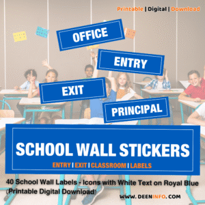 40 school wall & door stickers – printable a4 sheets – entry, exit, classroom, office & daily use school labels