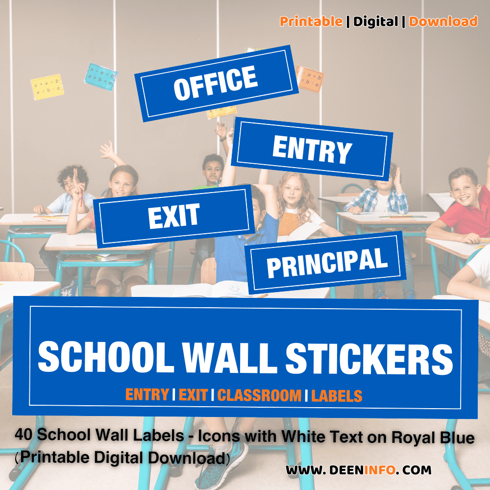 40 school wall & door stickers – printable a4 sheets – entry, exit, classroom, office & daily use school labels
